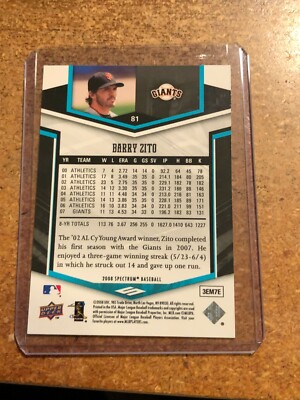 2008 Upper Deck Spectrum Baseball # 81 Barry Zito | eBay