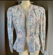 Nah Nah Collection by Jonathan Tait 1980s Floral Formal Blazer Jacket beaded