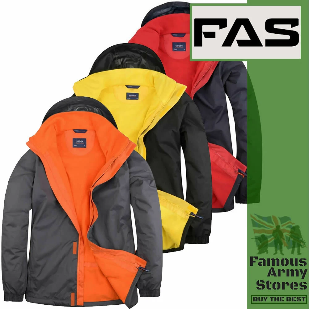 Mens Outdoor Jacket Casual Work Waterproof Windproof Fleece Lined Zipped Pockets