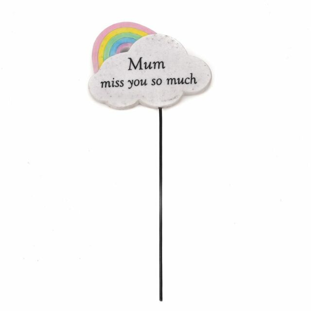 Rainbow and Cloud Grave Graveside Memorial Ornament Stick Tribute - Mum