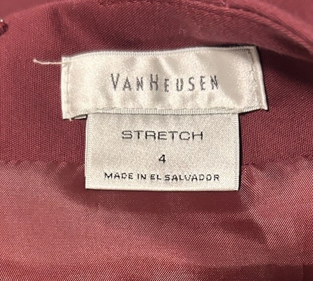 Falda Lápiz Van Heusen Studio Talla 4 Granate Rojo Forrada Hasta la Rodilla Espalda Cremallera Abertura Foto 4 de 4