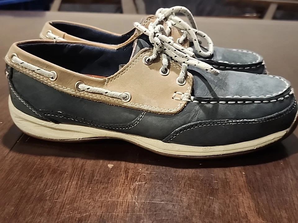 Rockport Works RK670 Women’s 9M Steel Toe Slip Resistant Boat/Deck Shoe Blue - Image 2 of 4