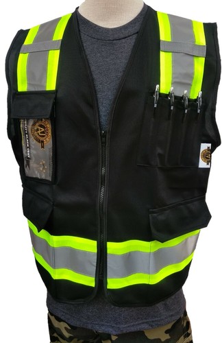 SKU 02-SMALL HIGH VISIBILITY BLACK VEST - Picture 1 of 9