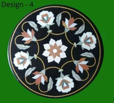 12'' antique black Marble coffee Center Table Top Stone round Inlay Home w4