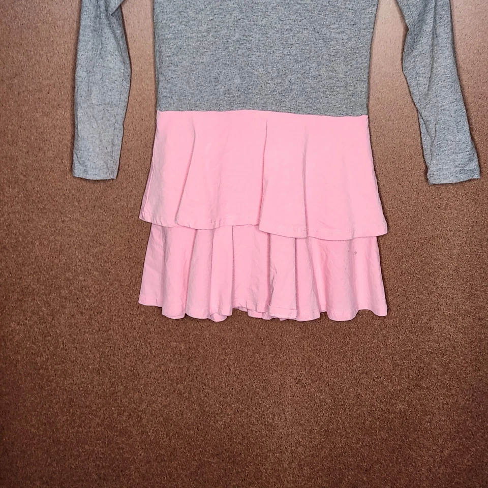 Hanna Andersson девочек платье розовый и серый повседневный длинным рукавом хлопковая смесь размер 6 - Изображение 3 из 4