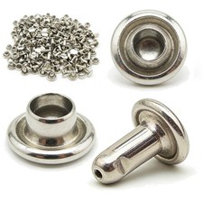 Silvery Double Cap Rivets Plane Cap 8mm and Post 6mm Pack of 200 Sets