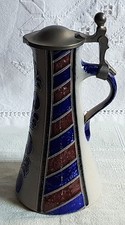 Zinndeckel Keramikkrug, Zöller & Born, Salzglasur, 1960er, 15/18 cm Höhe