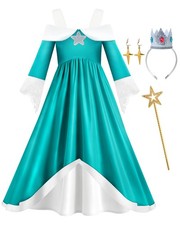 Axwcon Girls Princess Rosalina Costume, Green, 3-4 Years