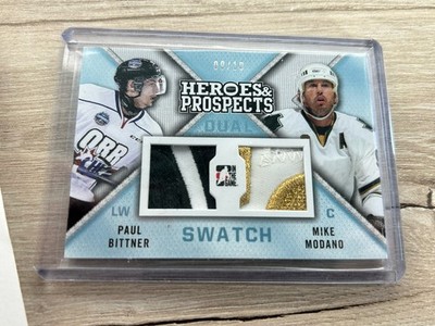2014 ITG Heroes and Prospects Blue /10 Paul Bittner Mike Modano Dual Patch HOF