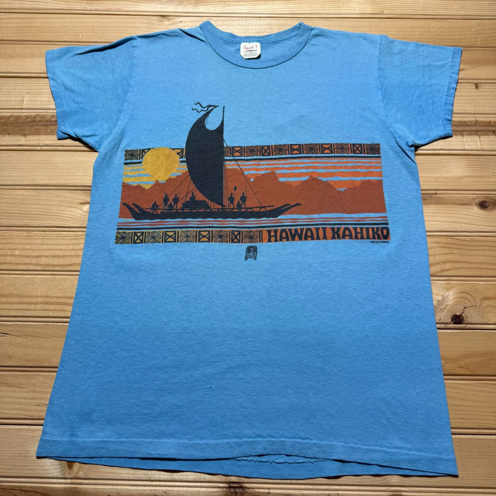 Vintage 70s 80s Ancient Hawaii Kahiko Nautical Double Sided Shirt - Size Medium