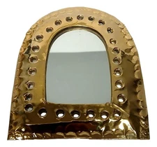 Moroccan  Small Metal Gold Color Hand Mirror Decoration Door shape Handcrafted