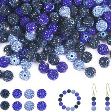 100Pcs Rhinestone Beads 10mm Dark Blue Sparkle 100 Pcs, Mixcolor