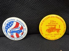 1976 1978 Old Threshers Reunion Pins Mt Pleasant Iowa Tractor Farm Buttons