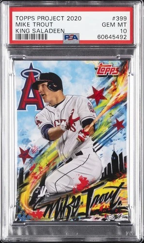 2020 TOPPS PROJECT 2020 #399 KING SALADEEN/MIKE TROUT PSA 10