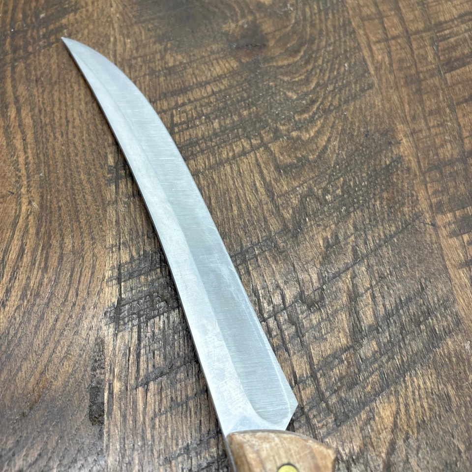 Cuchillo de carnicero vintage "raro" Chicago Cutlery 45S, con escalas de nogal 10"" Foto 4 de 4