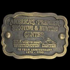 Vtg 90s Whittington Center 20th Year Shooting Hunting Gun Nra Gift Belt Buckle