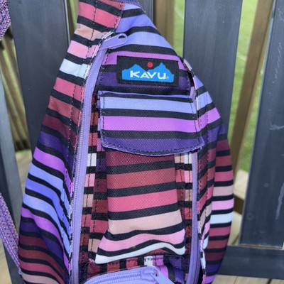 KAVU Rope Sling Sack Pink Purple Black Crossbody Bag Nylon Water Resistant EUC