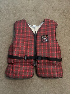 Vintage Stearns Red Plaid Life Jacket/Vest Adult Medium Type III Flotation