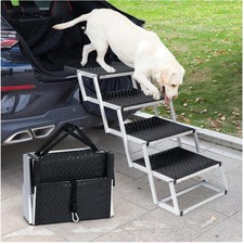 Hundetreppe Auto 4 Stufen Klappbar Tragbar Hund Rampe für große Hunde SUV LKW