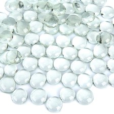 FUTUREPLUSX 5 Lb Clear Flat Glass Marbles, 500PCS 5LB, Transparent