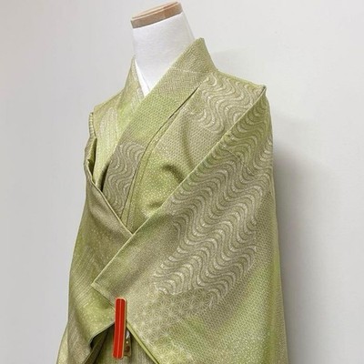 Japanese Kimono Komon Flower Saaya Shape Vertical Striped Streamline