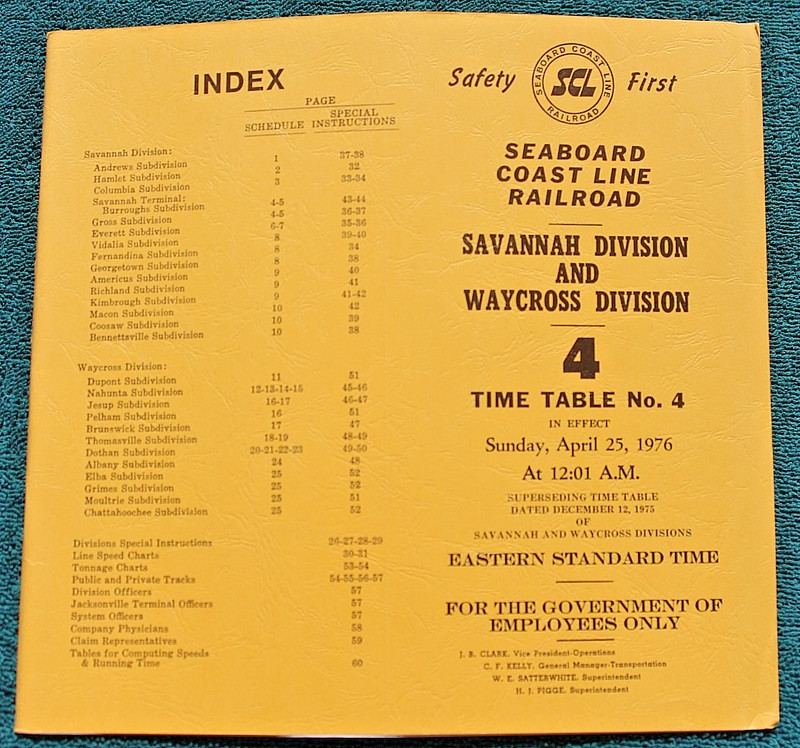 1976 Savannah & Waycross Division Railway Seaboard Coast Line Railroad Everett