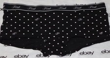 NEW Victoria's Secret Pink Logo Boyshort Shortie Panty Polka Dot Print Large VS