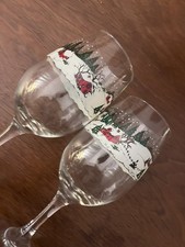 Libbey Arby's White Christmas Winter Village Wine Glasses Set of 8 — listing 4