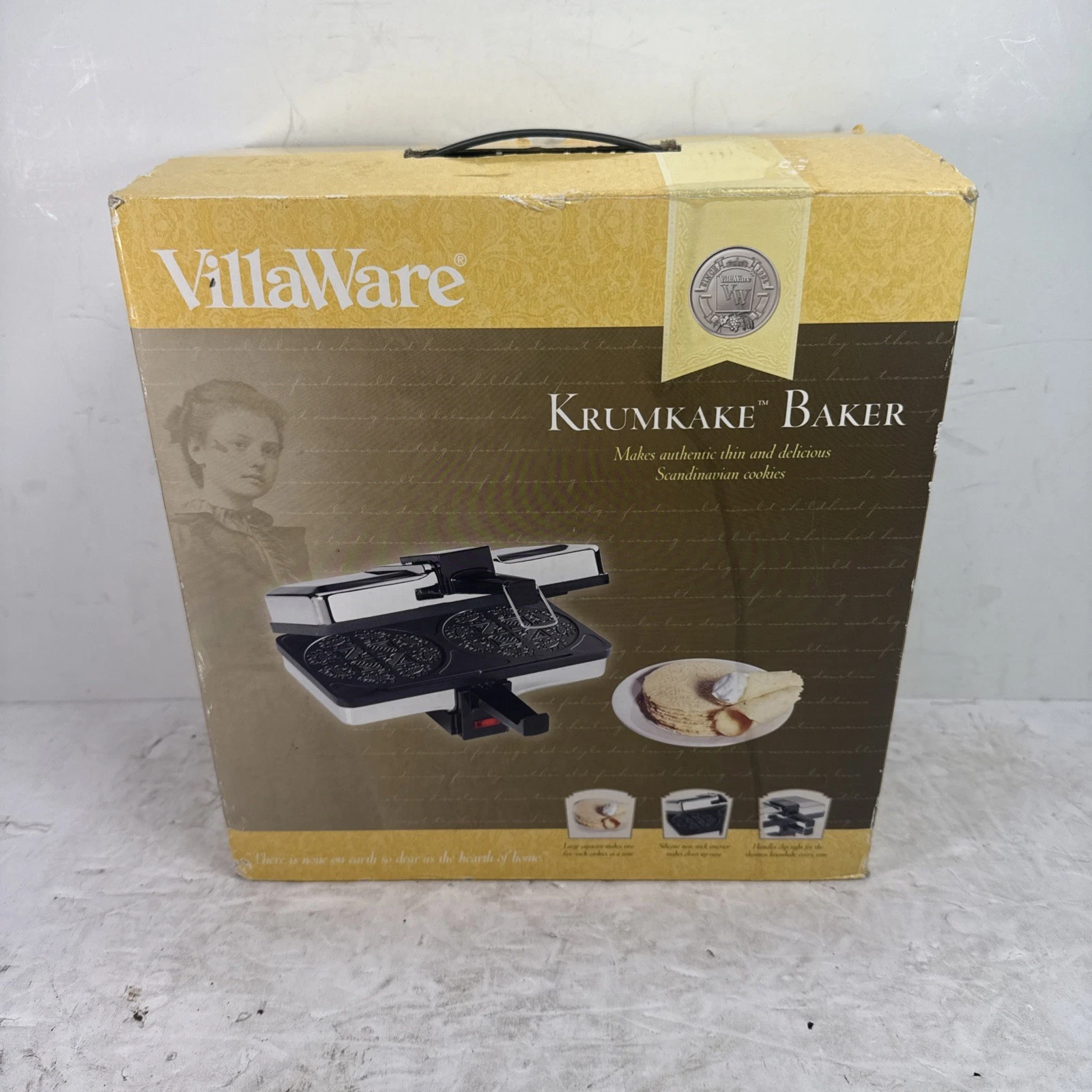 VillaWare Krumkake Baker 3900 Makes Two 5" Cookies NEW 2003