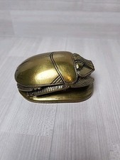 Fermacarte base geroglifici scarabeo egiziano ottone massiccio vintage pesante