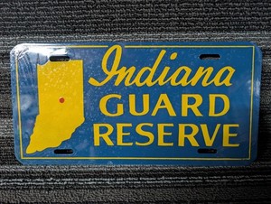 Vintage INDIANA NATIONAL GUARD RESERVE Metal Car License Plate 
