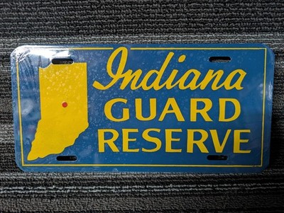 Vintage INDIANA NATIONAL GUARD RESERVE Metal Car License Plate 