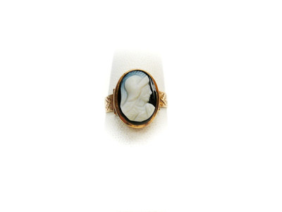 Antique Carved Onyx Cameo Ring Size 5