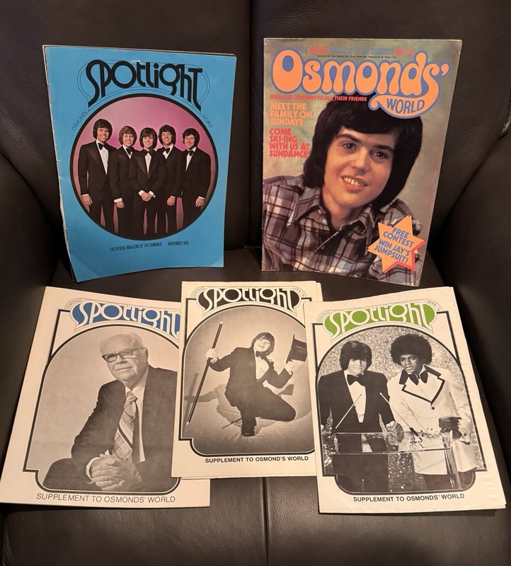 Two Osmonds Spotlight & Os World Magazines + Three B&W supplements (5) - 1970’s