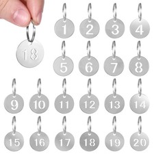 QfwdfcTrenz 20 Pack Stainless Steel Numbered Key Tag 23 mm x 20 mm, Silver
