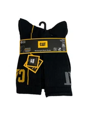 CATERPILLAR Midweight Boot Work Socks Crew Mens 6 pairs Black CAT Anti-Odor