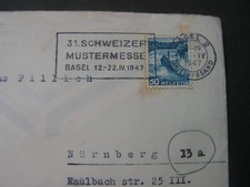 Schweiz Brief Messe 1947  Zensur