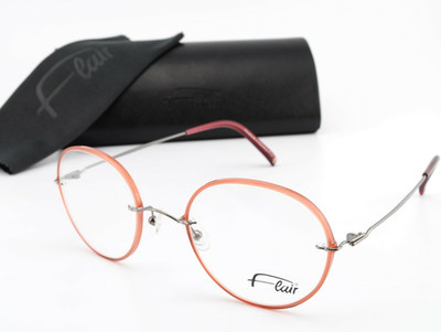 FLAIR Brille 695 c628 50-21 140 Orange Rot Rund Panto Leicht Bohrbrille Germany