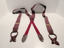 Cole Haan Red Silver Suspenders Leather Preppy NEW