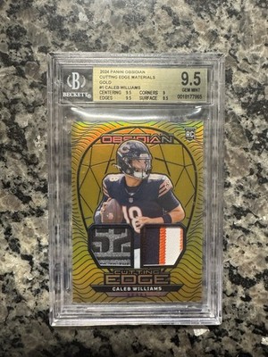 2024 Panini Obsidian Caleb Williams Rookie Cutting Edge Materials Gold /10 SP RC
