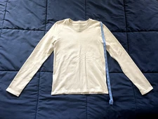 OQQ White Long Sleeve Athletic Top Size Medium Stretch Performance Workout Shirt