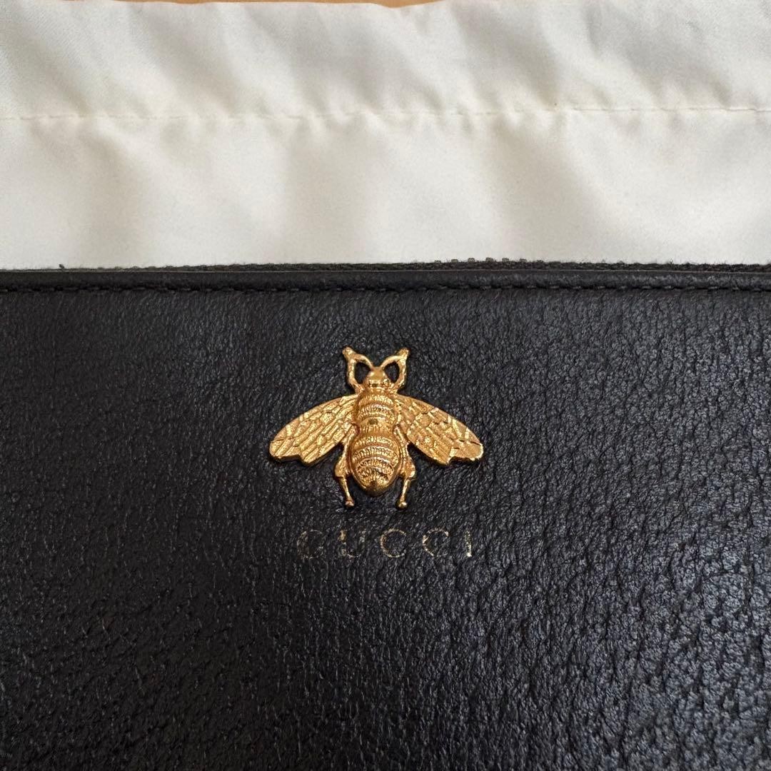 GUCCI Bee Clutch Bag Animalière Leather Black From Japan thumbnail 21
