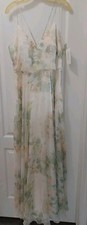 Jenny Yoo Collection Floral Print Chiffon Maxi Gown Spaghetti Strap Size 14  NWT