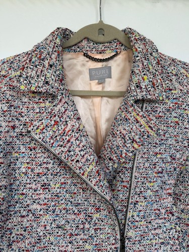 PURE COLLECTION Chaqueta de Tweed Boucle Cremallera Chaqueta de Motociclista Talla UK16 *EN MUY BUENA CONDICIÓN* £190 - Imagen 5 de 7