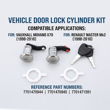 Door Lock Barrel Cylinder Set Keys Front Rear For Vauxhall Movano Renault Master