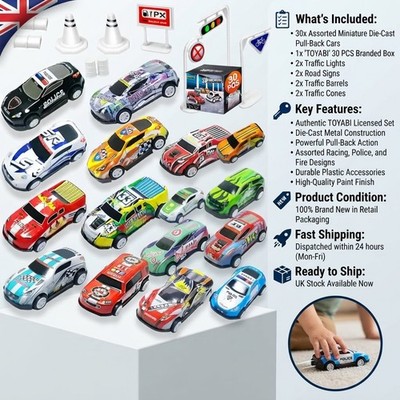 Exquisites Mini Rennwagen Set: 22 Autos & Straßensperren für fantasievolles Spielen, Alter 3-8