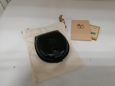 IL BISONTE Coin Case Black Compact Card Holder Used