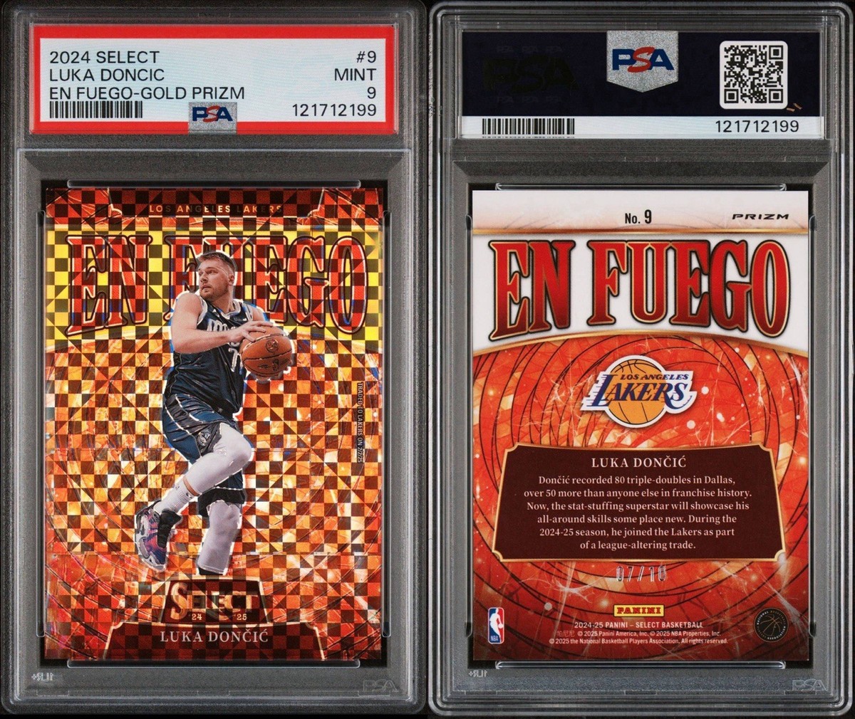 Luka Doncic　SELECT en fuego GOLD　PSA10 2024-25 Select Luka Doncic En Fuego Gold Prizm /10 PSA 9