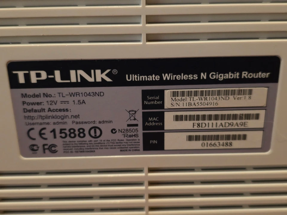 TP-Link TL-WR1043ND 300 Mbps 4-Port Gigabit Wireless N Router, gebraucht - Bild 3 von 4