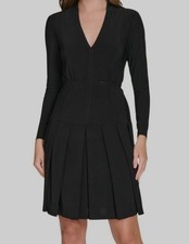 Tommy Hilfiger Women's Black Pleated Fit & Flare Dress Size 10